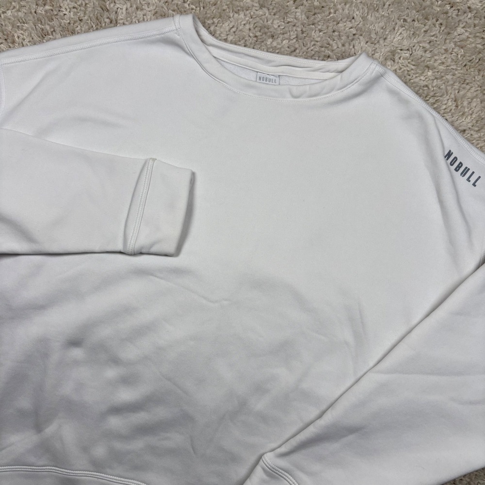 NOBULL Sweatshirt Womens Medium White Fleece Pullover High Low Hem